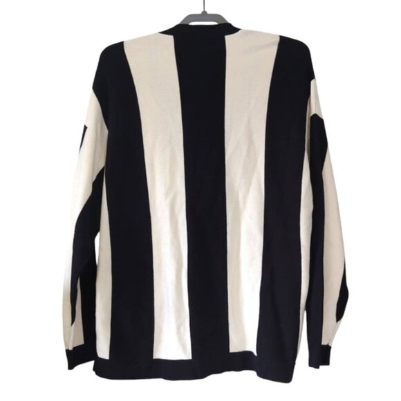 Zara Retro Grandpa Oversized Striped Librarian Preppy Old Money Cardigan M - Picture 2 of 6